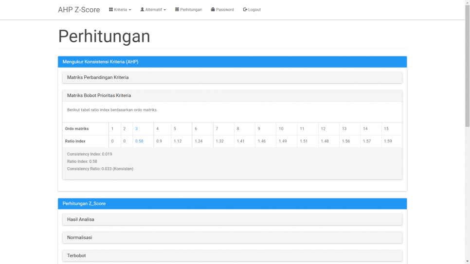 Source Code SPK Metode AHP Z-score PHP