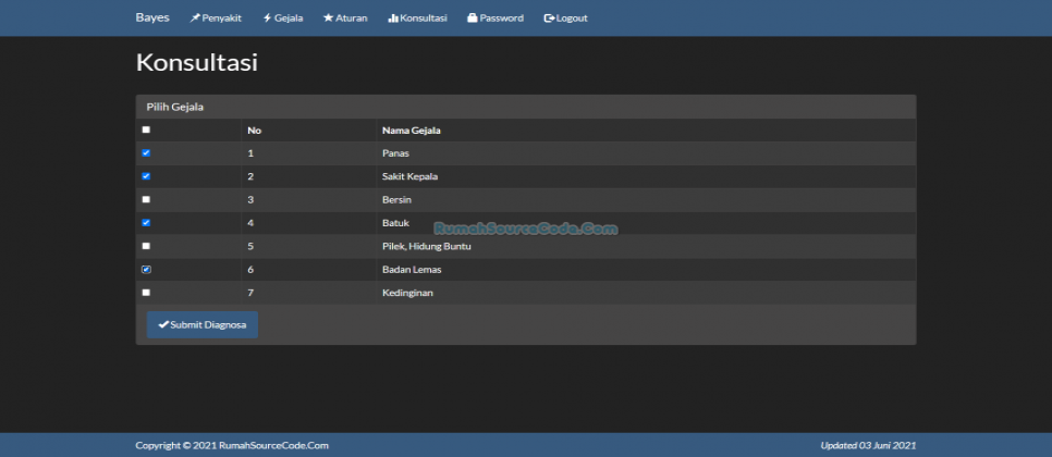 Source Code Sistem Pakar Metode Bayes PHP Konsultasi